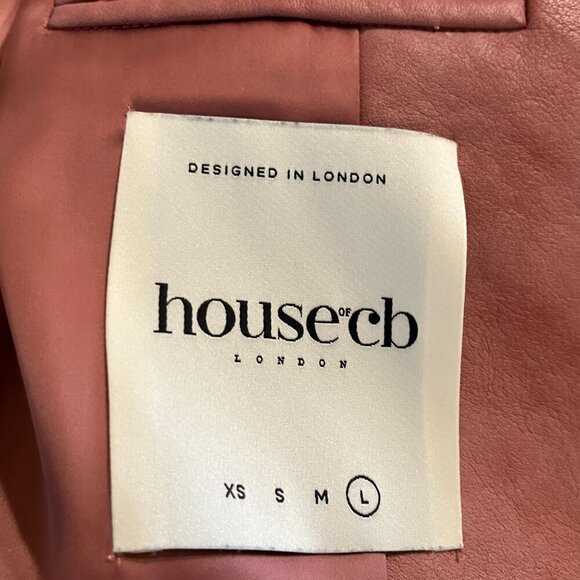 House of CB Womens Kiera Oversize Faux Leather Jacket Size Large Pink SP EXC - Picture 6 of 12